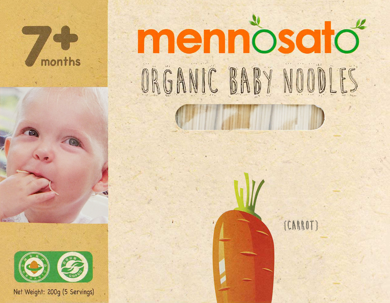 [HCM](date 01/2023) Mì Rau Củ Hữu Cơ Cho Bé Vị Cà Rốt 200g MenNoSato Organic Baby Noodles Carrot