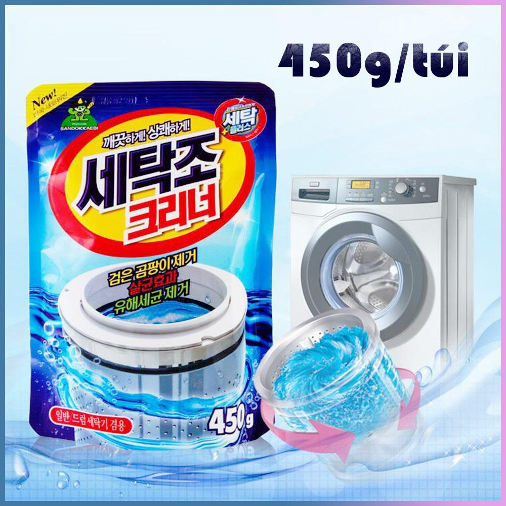 Gói Bột Tẩy Lồng Máy Giặt Hàn Quốc 450Gr - gói tẩy khử khuẩn làm trắng lồng giặt