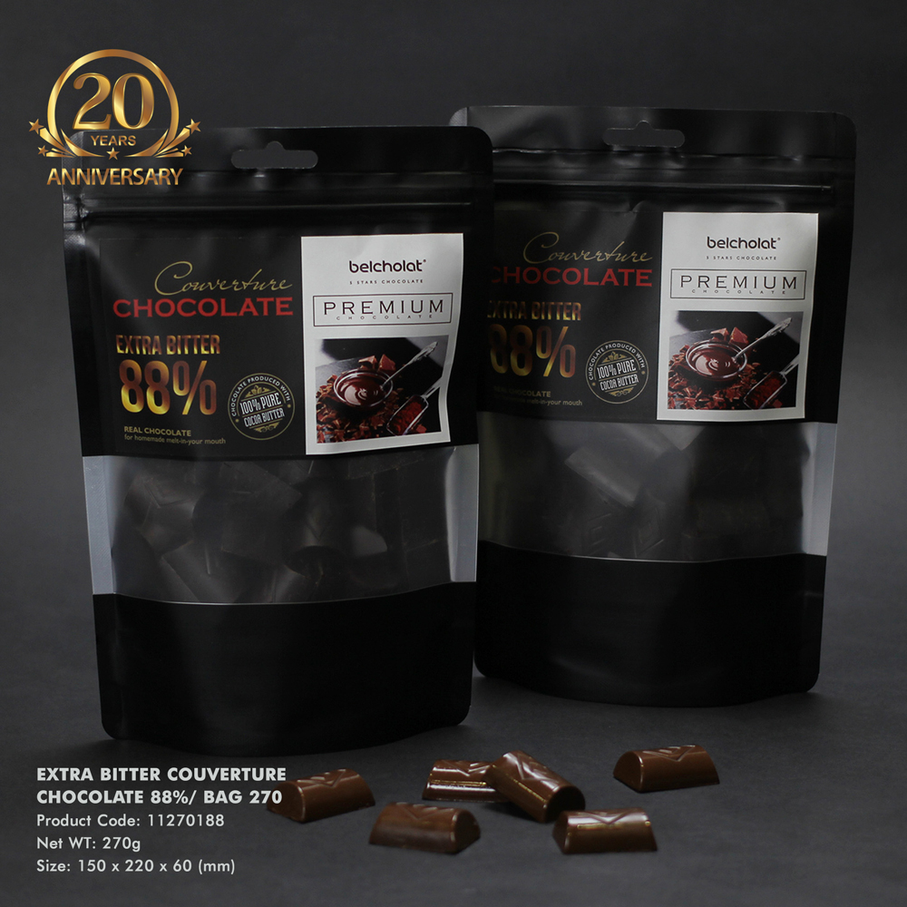 Socola đen đắng belcholat 88% túi 150g/270g - extra bitter couverture chocolate belcholat 88% bag 150g/270g