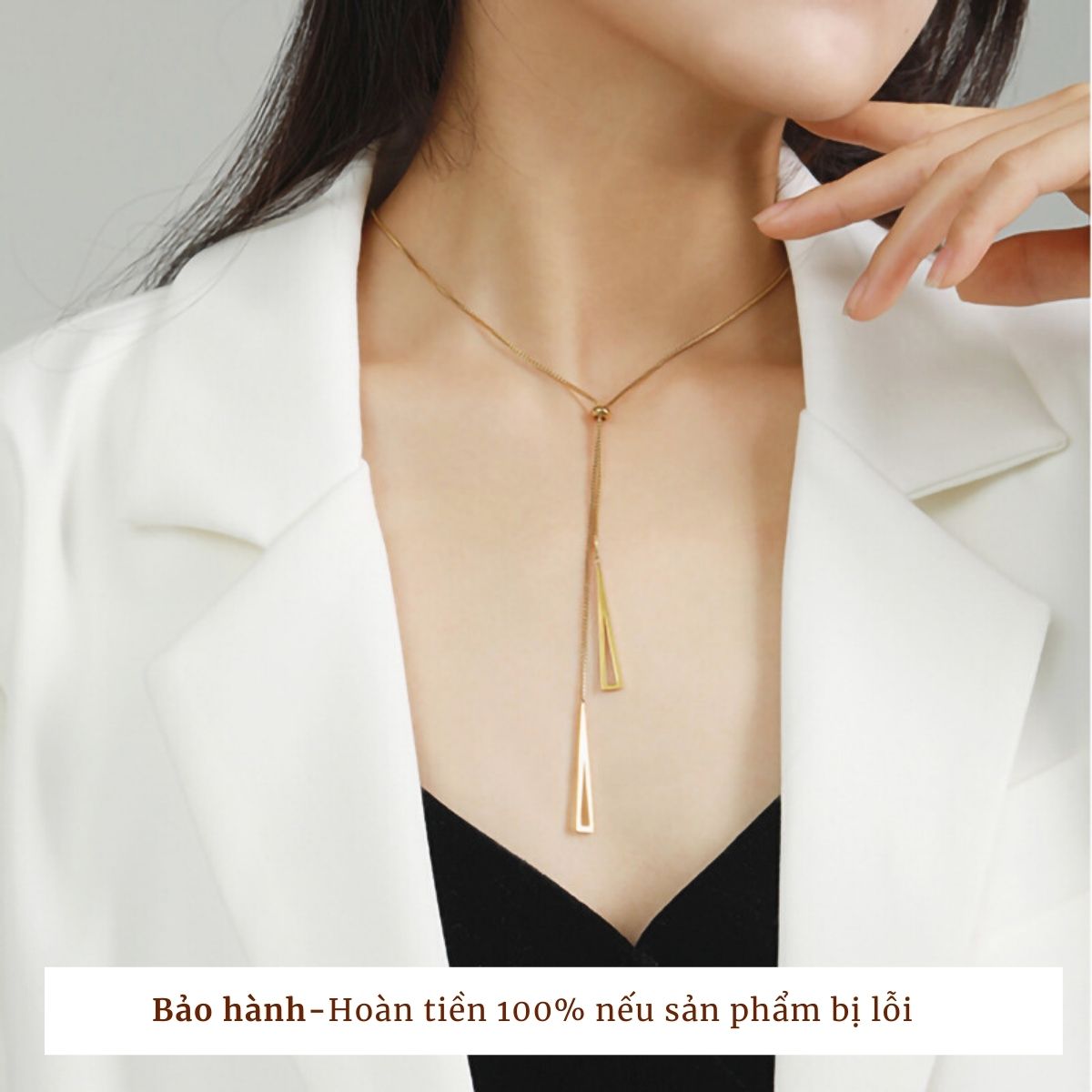 Dây chuyền titan nữ không gỉ,Vòng cổ dáng dài hai lớp, dây chuyền titan không kích ứng Her Jewelry CT48