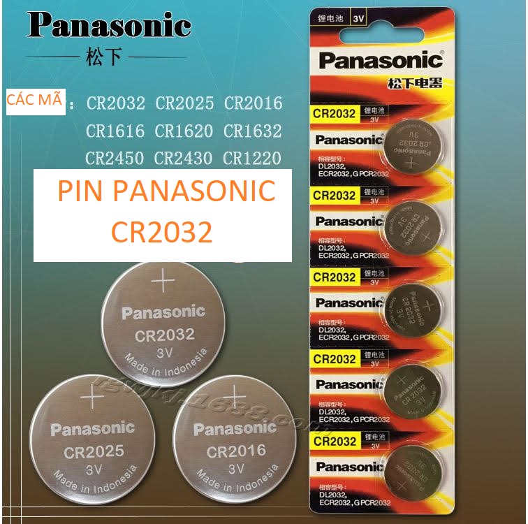 Pin CR2032 Panasonic - combo 5 Viên Made in Indonesia