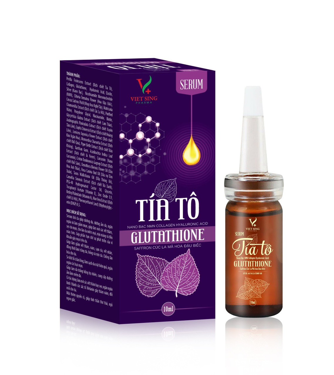 Serum Tía Tô giúp cải thiện mụn, mờ thâm nám, căng bóng, mịn màng.