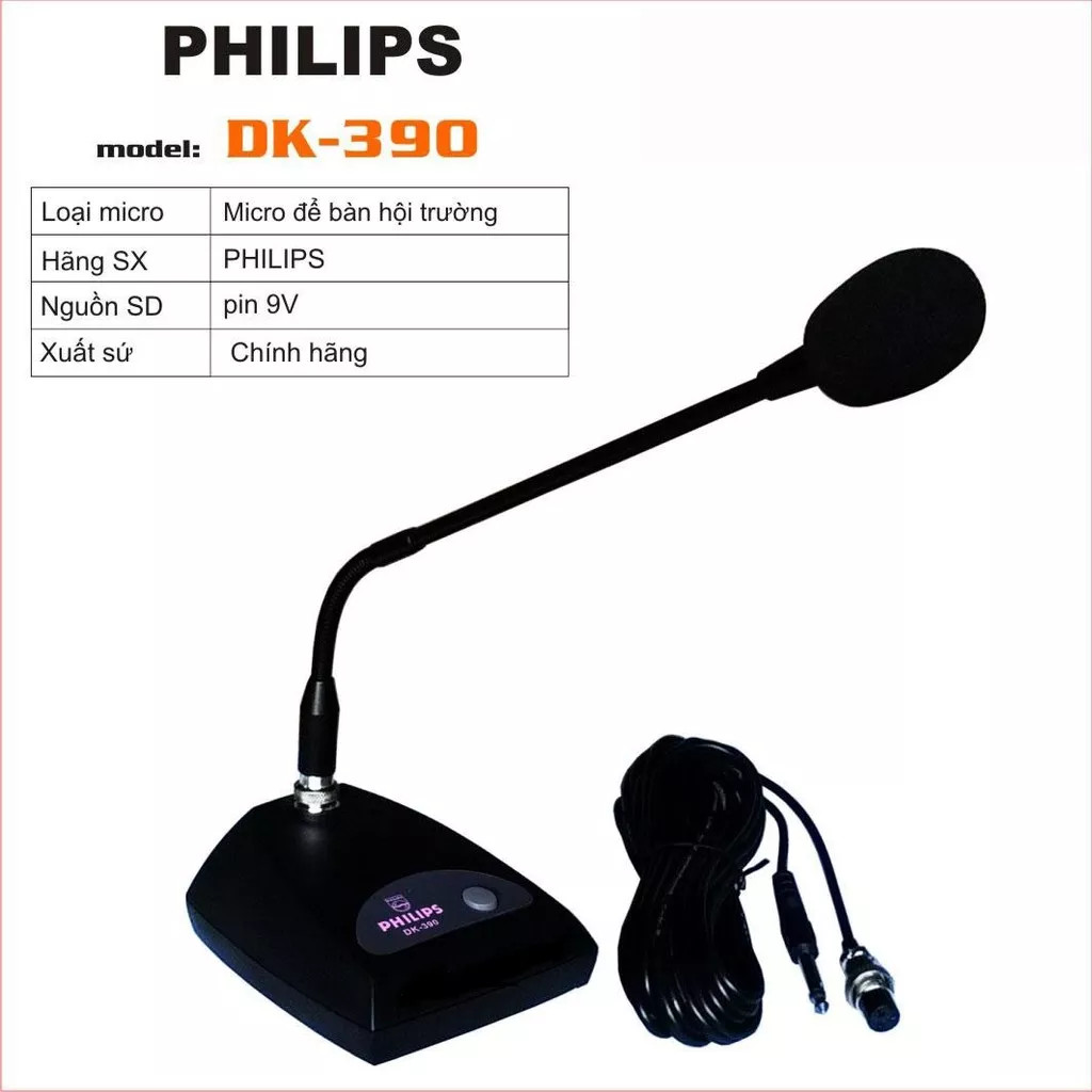 Micro cổ ngỗng, mic cổ ngỗng, micro hội nghị cổ ngỗng philip dk 390, micro hội họp, sử dụng cho hội trường, phòng họp, sử dụng cho mục đích hội họp, hỗ trợ khả năng giao tiếp giữa các đại biểu, người tham gia cuộc họp.