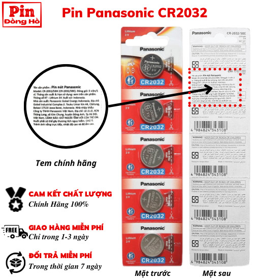 [HCM] Pin 2023 Panasonic CR2032 1 vỉ 5 viên - pin cr panasonic dùng cho cmos, remote smartkey, đồ chơi, thiết bị điện tử, đồng hồ, bảng mạch điện, ....