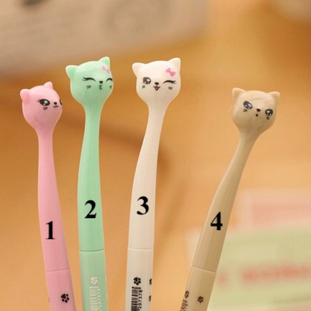 Sét 5 bút bi nước mèo đốm nhiều màu xinh a177