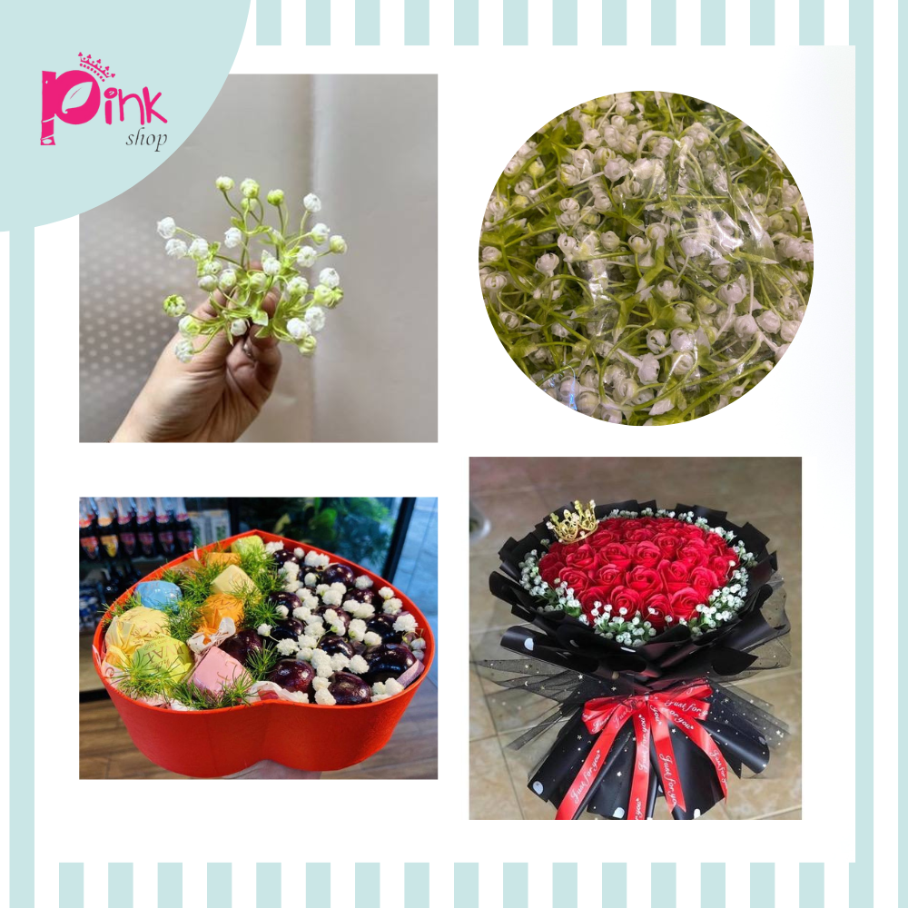 100gr cỏ điểm hoa baby trang trí giỏ quà gói hoa sáp -pk2042