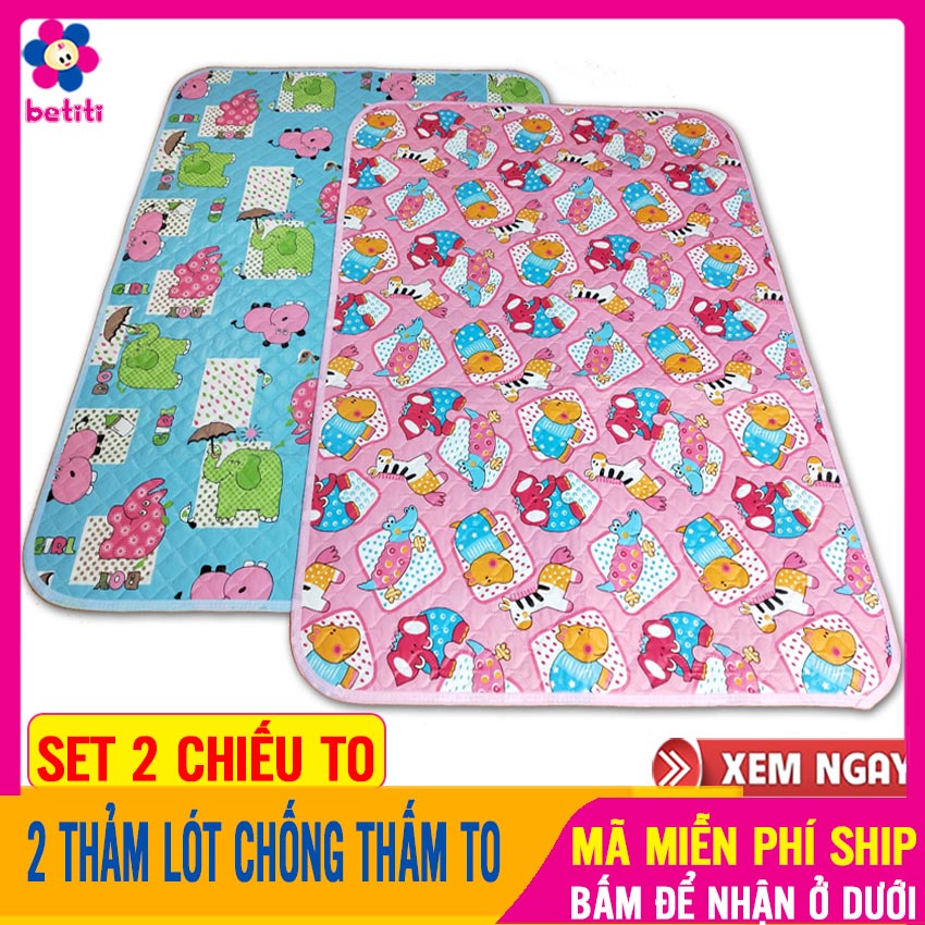 Combo 2 Miếng Lót Cho Bé Cỡ Lớn (52x72cm) Chống Thấm, Êm Ái, Màu Sắc Đẹp - Thảm Cho Bé Nằm Chơi, Tham Choi Cho Be, Nem Em Be, Tấm Lót Chống Thấm Cho Bé, Miếng Lót Sơ Sinh, Chiếu Chống Thấm - 2 Chiếu Lót Nhựa To BETITI SHOP
