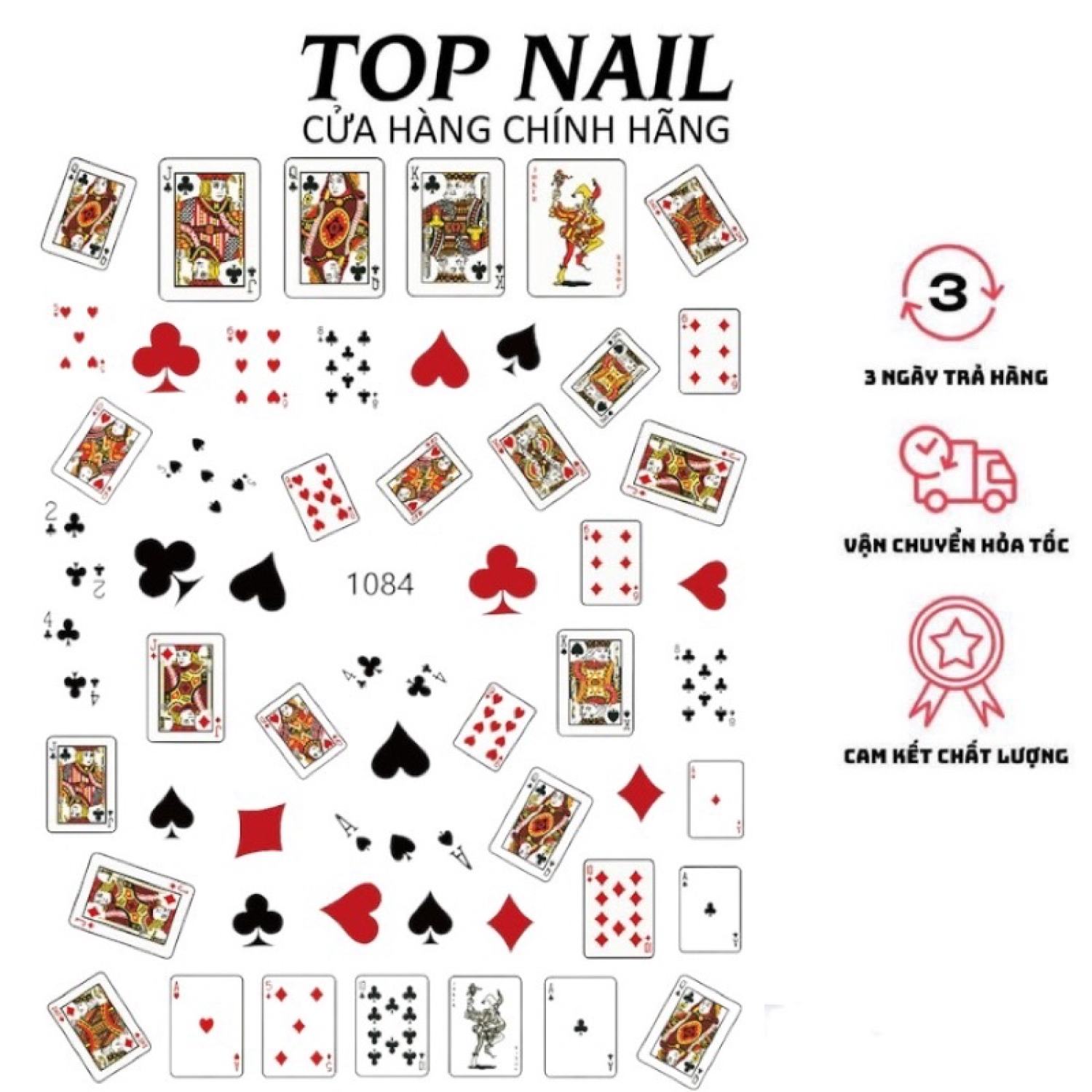Sticker nail,hình dán móng hình quân bài