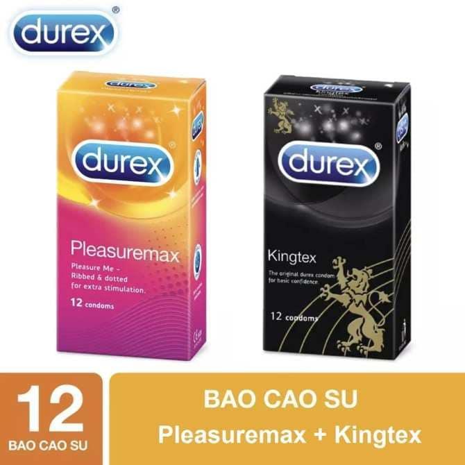 Combo 2 hộp bao cao su gân gai Durex PLASUREMAX+KINGTEX siêu mỏng hộp 12c
