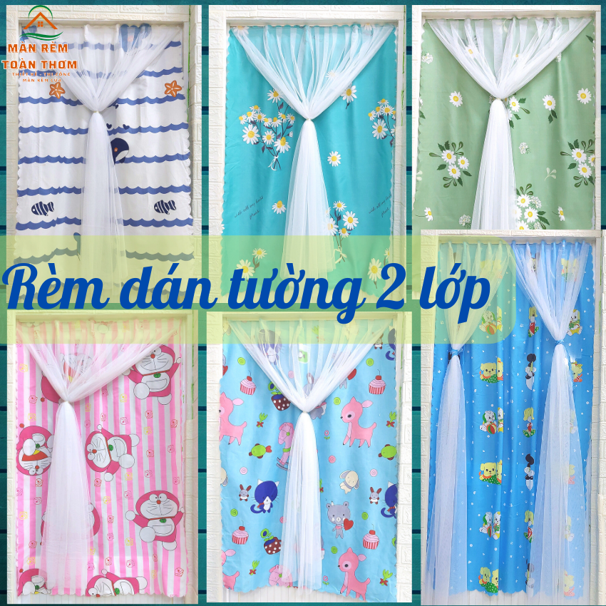 Rèm Cửa Sổ Phòng Ngủ Dán Tường, màn cửa sổ chống nắng may sẵn treo phòng ngủ Màn Rèm Toàn Thơm