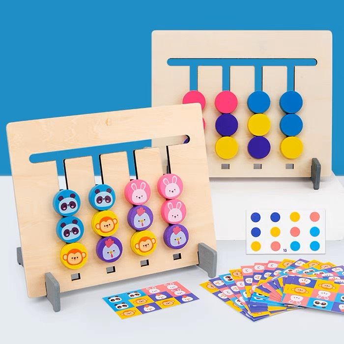 Đồ Chơi Gỗ Montessori Luyện Tư Duy Logic Cho Bé - Sắp xếp Trật Tự Theo Thẻ Hình Ngộ Nghĩnh