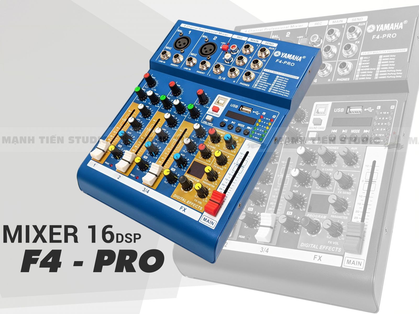 Combo trọn bộ bàn trộn mixer yamaha f4 pro+bộ 2 micro không dây đa năng max 56 hút âm tốtchống hú hiệu quả-sạc pin ngay trên mic mixer tích hợp vang số 16 chế độ vang-tích hợp soundcard livestream có bluetooth ghi âm usb