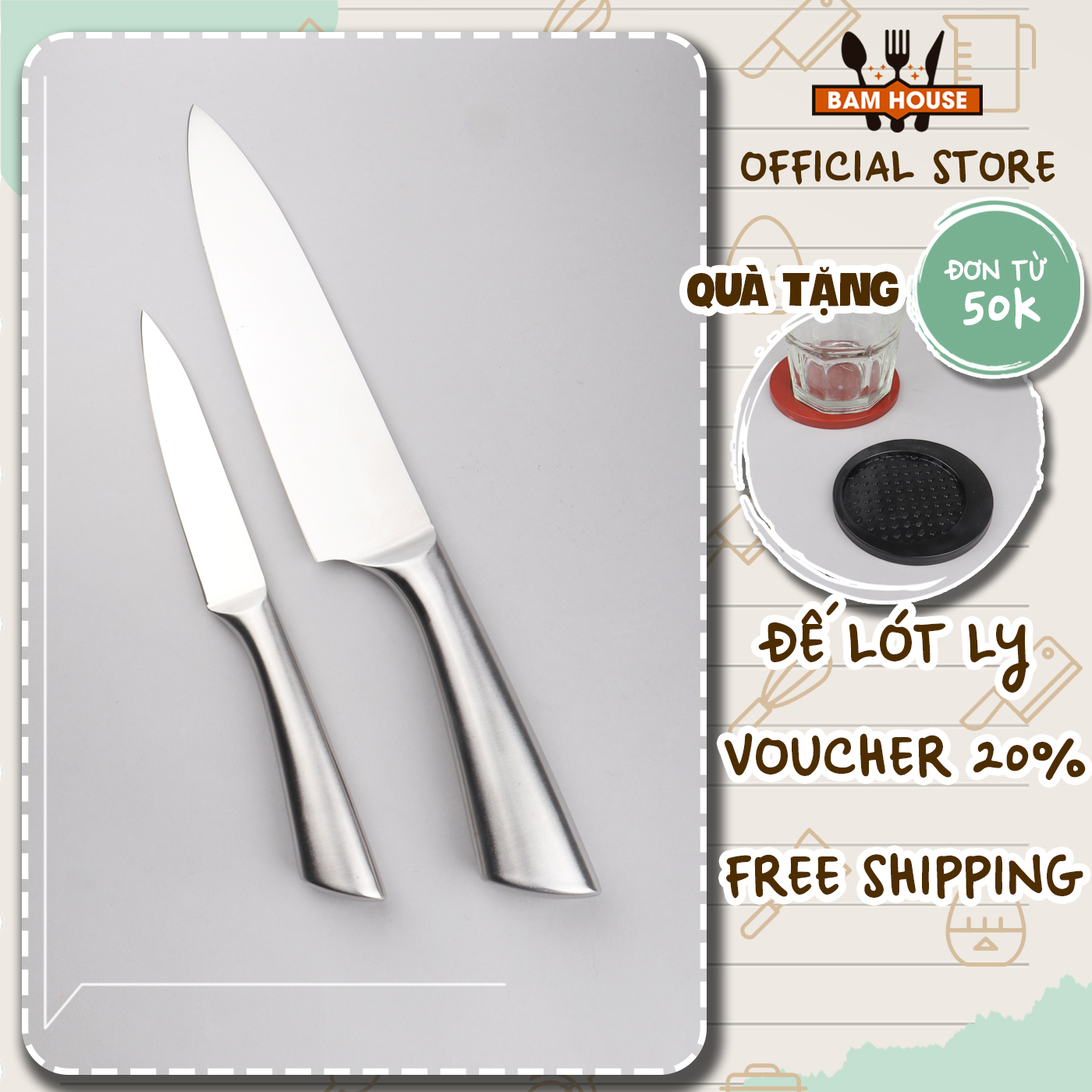 Set dao bếp inox bam house cán đúc chắc chắn cao cấp dbcd04 - gia dụng bếp