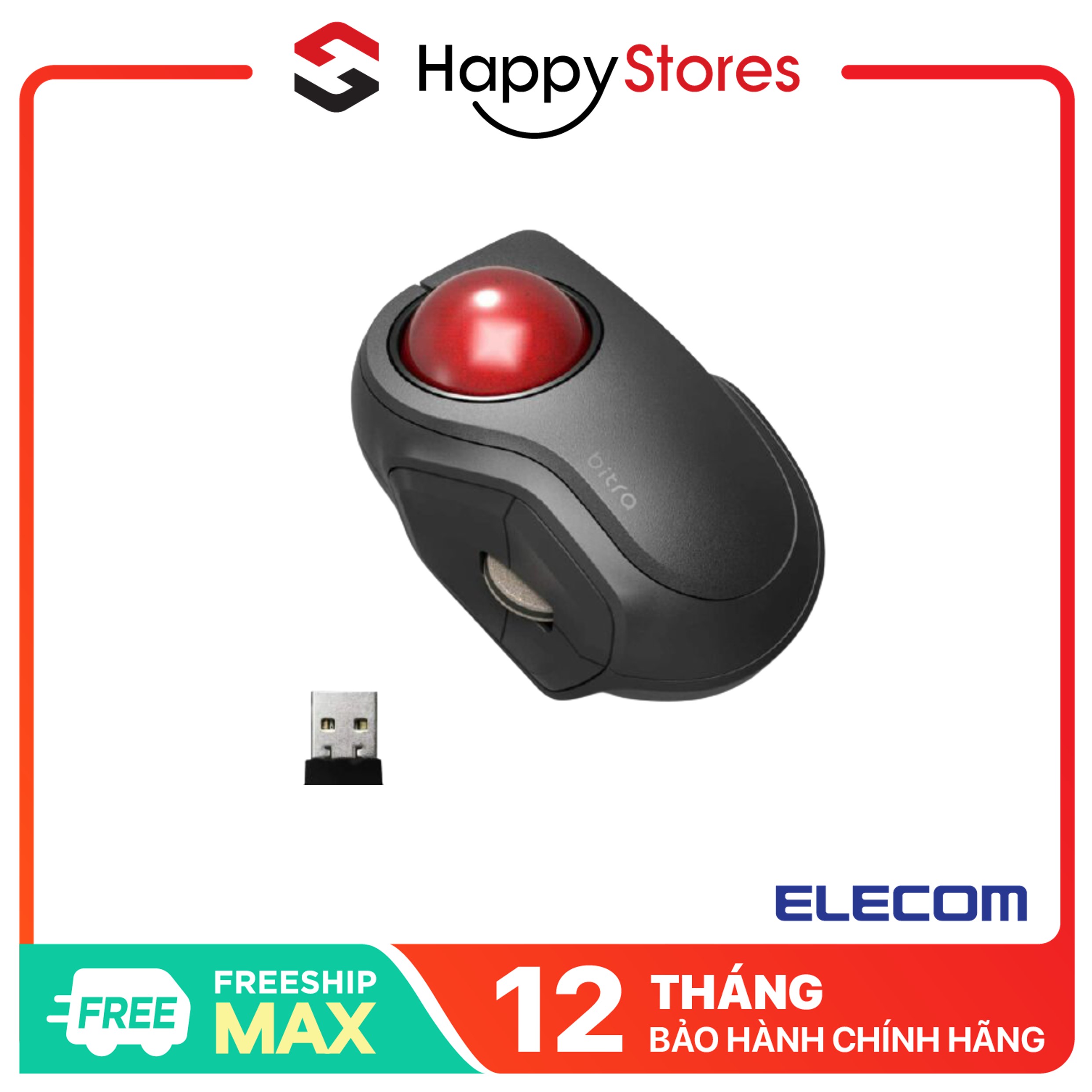 Chuột bi bluetooth yên tĩnh elecom bitra trackball m-mt2drsbk chính hãng