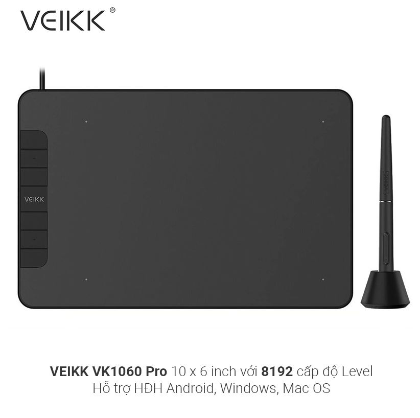 Bảng Vẽ Điện Tử VEIKK VK1060 PRO Android 2 Vòng Xoay Dial Đa Năng Cảm Ứng Nghiêng Mặt Nhám Mô Phỏng Giấy Vẽ