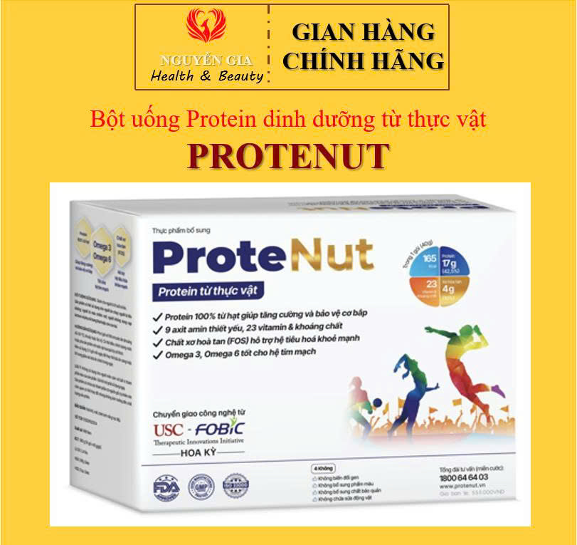 Bột uống Protein thực vật - PROTENUT thuần chay, giúp giảm cân giữ dáng, bổ sung đa vitamin khoáng chất - Hộp 14 gói x 40gr