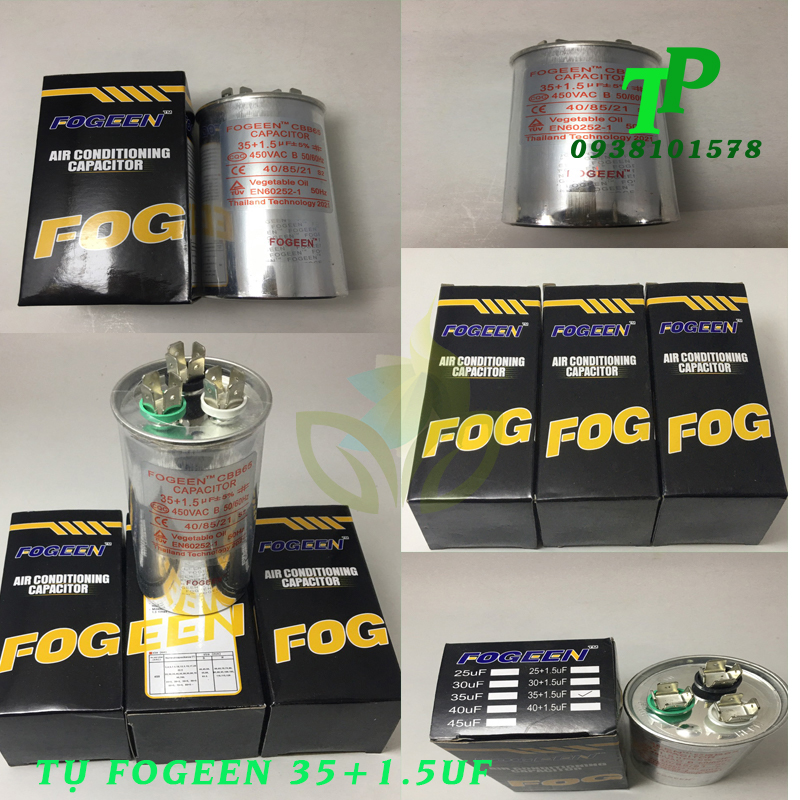 Tụ điều hòa 3 chân fogeen 35+1.5uf , capa 35+1.5uf