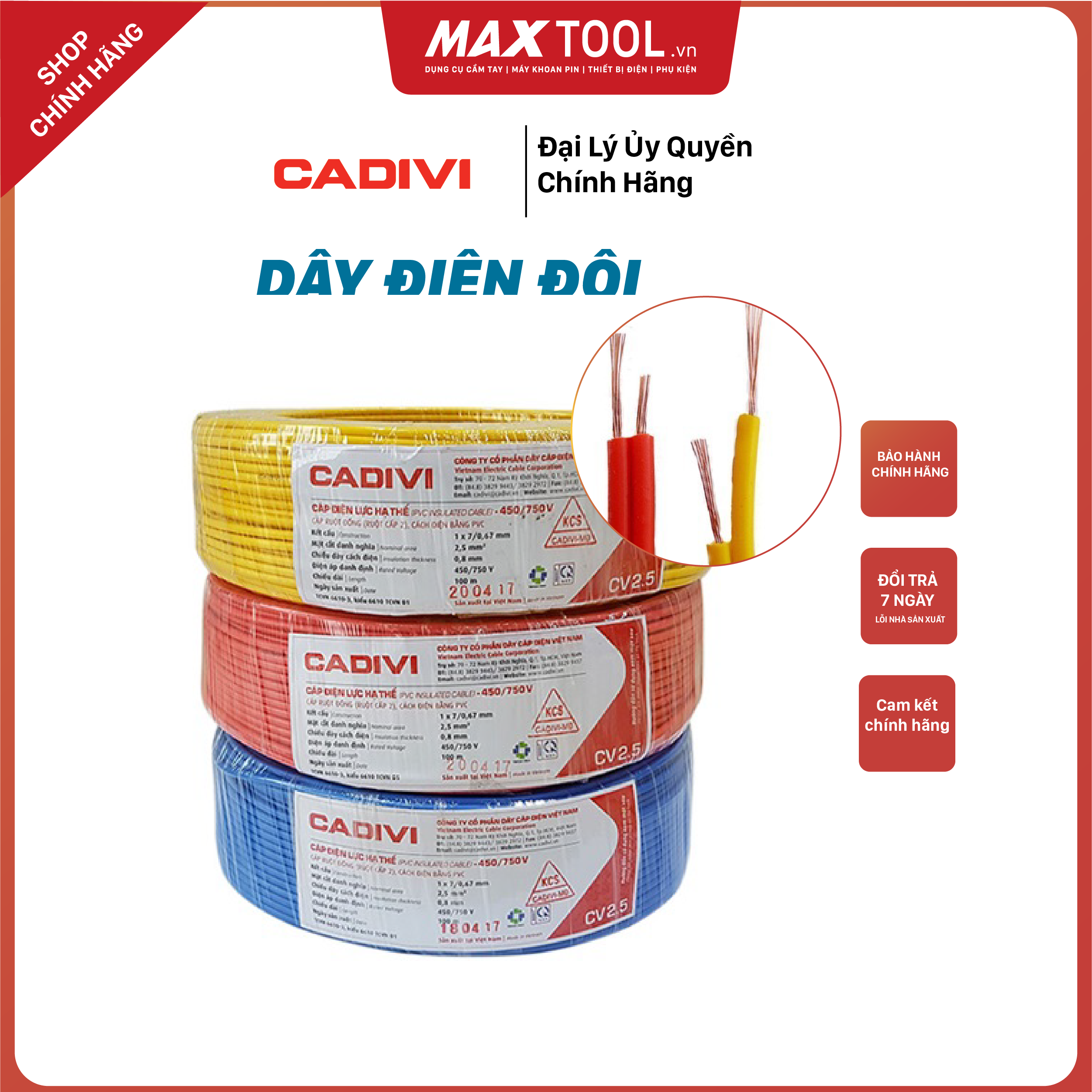 Dây điện đôi cadivi VCmd cuộn 100m