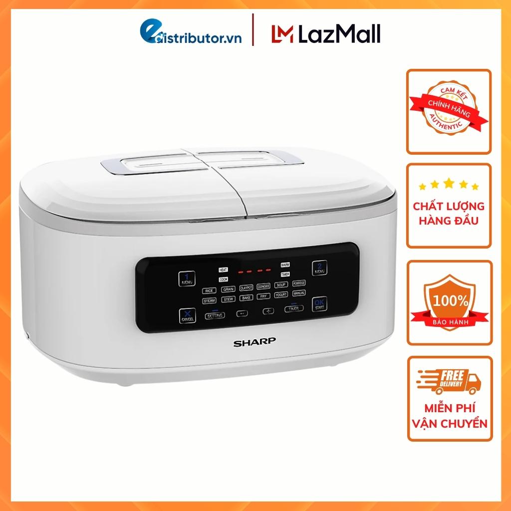 Nồi đôi đa năng twin cooker sharp kn-tc50vn-wh 1.8l - hàng chính hãng
