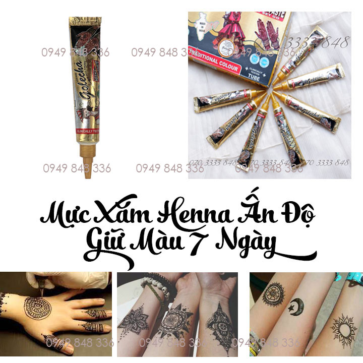MỰC XĂM HENNA ẤN ĐỘ KÈM HÌNH STICKER