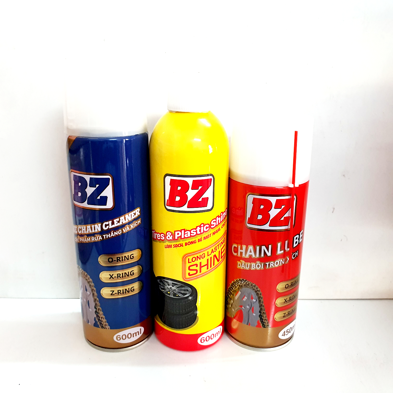 COMBO 3 CHAI RỬA SÊN 600ML+DƯỠNG SÊN+DƯỠNG NHỰA NHÁM VÀ VỎ XE BZ 600ML dầu nhớt chính hãng - dầu nhớt xịn chăm sóc xe toàn diện
