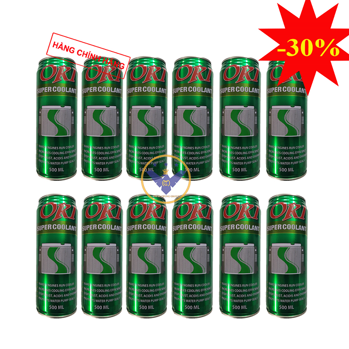 COMBO 12 lon nước làm mát động cơ ô tô, xe máy (màu xanh) OKI Super Coolant 500ml
