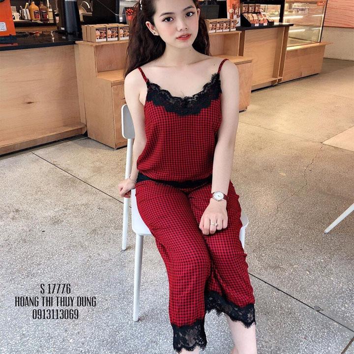 Đồ Bộ Nữ Quần Dài Phối Ren Áo 2 Dây Chất Kate Mền Mịn Mặc Nhà Hoặc Mặc Ngủ Kiểu Dáng Dễ Thương Form Freesize Dưới 52kg Mặc Đẹp