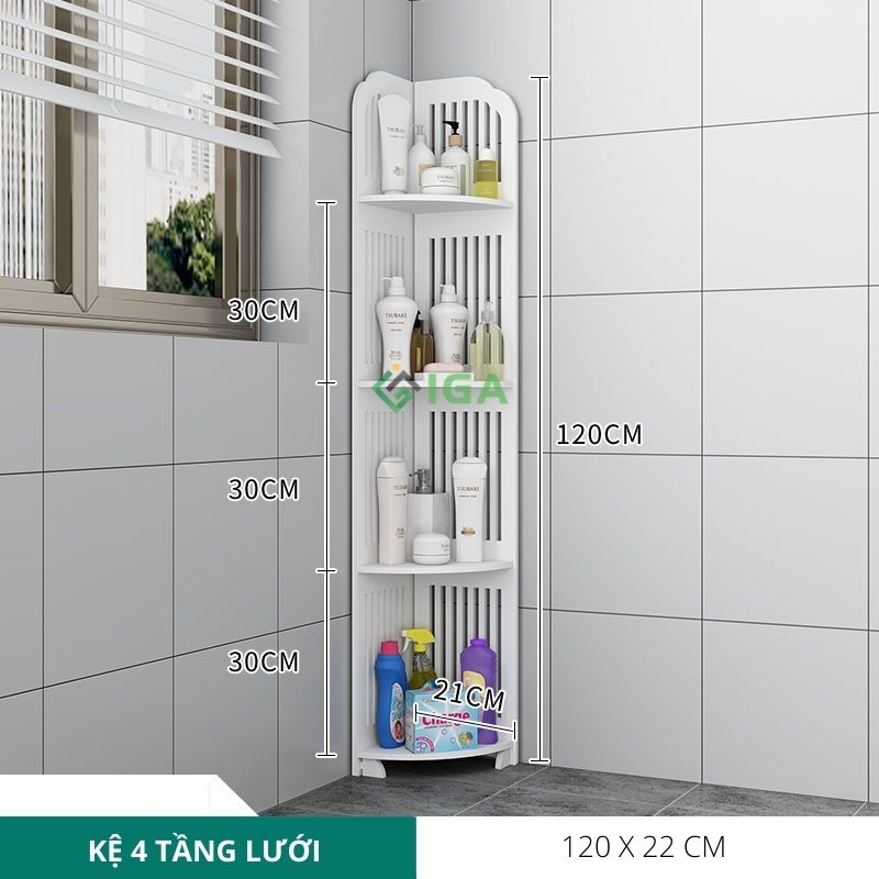 Kệ góc nhà tắm kẻ sọc, lưới 4 tầng IG122 IG151