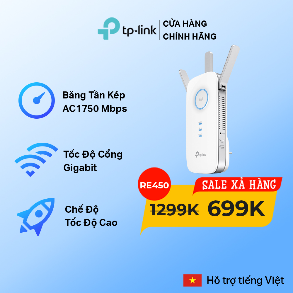 Bộ mở rộng sóng wifi tp-link re450 chuẩn ac 1750mbps