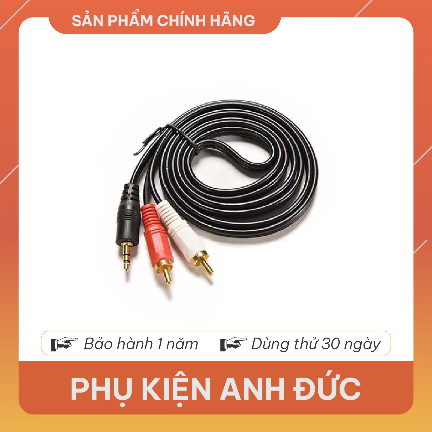 Dây cáp loa 1 ra 2 từ đầu 3.5mm to av 2 rca audio 1.5m chuyển đổi từ jack 3.5 ra 2 đầu bông sen