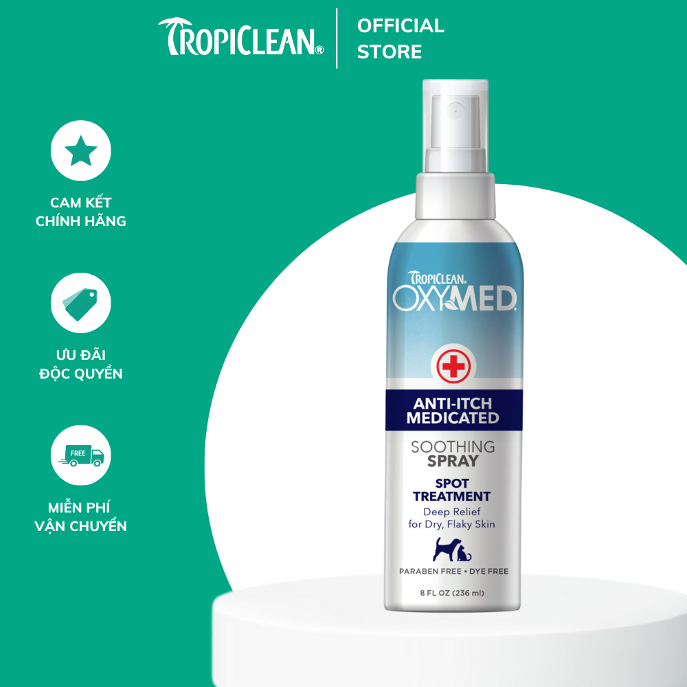Xịt trị ngứa chống ngứa cho chó mèo OXYMED Anti-Itch Soothing Spray 236ml