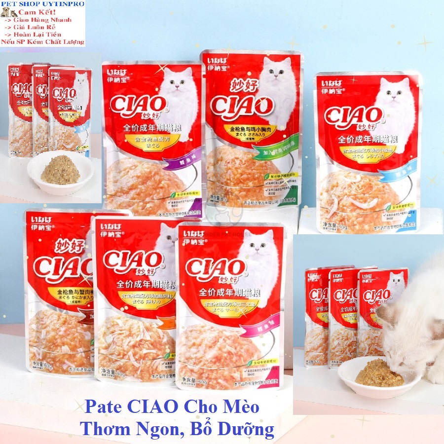[Hoàn tiền 10%]  Pate CIAO Cho Mèo Gói 60g Thơm ngon bổ dưỡng - Pet shop Uytinpro