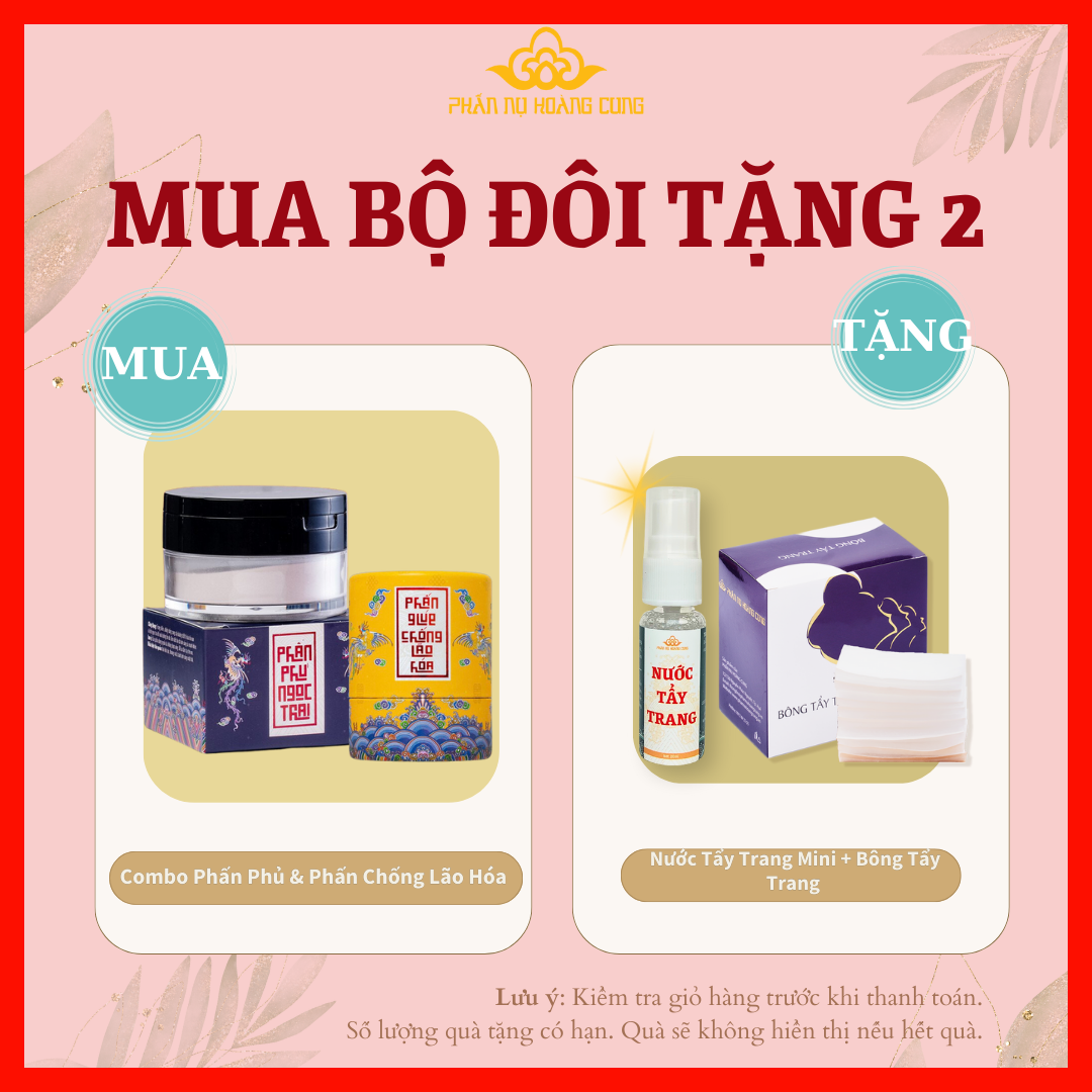 Bộ đôi phấn phủ bột ngọc trai + phấn dưỡng da phấn nụ hoàng cung