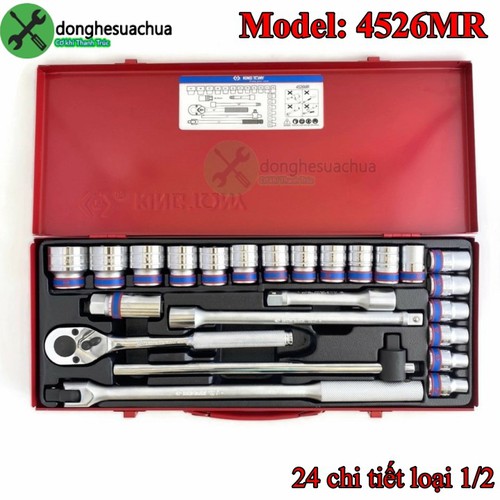Bộ tuýp 1/2 kingtony 4526mr 10-32mm 6 cạnh gồm 24 chi tiết loại 1/2
