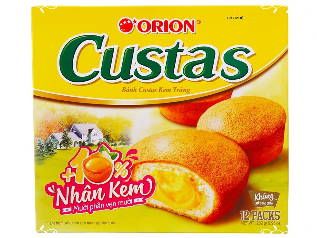 Bánh bông lan kem trứng custas hộp 276g - bat muoi