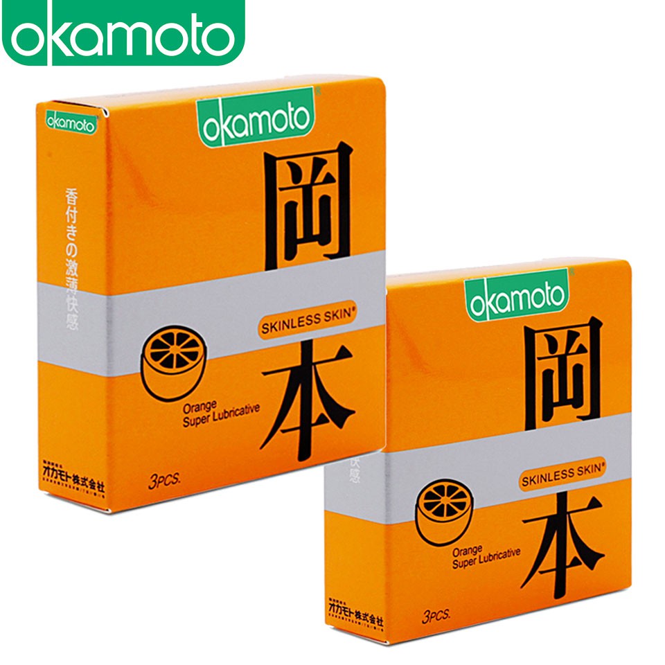 Bao Cao Su Okamoto Skinless Skin Orange Lubricated Hương Cam Hộp 3 Cái 1