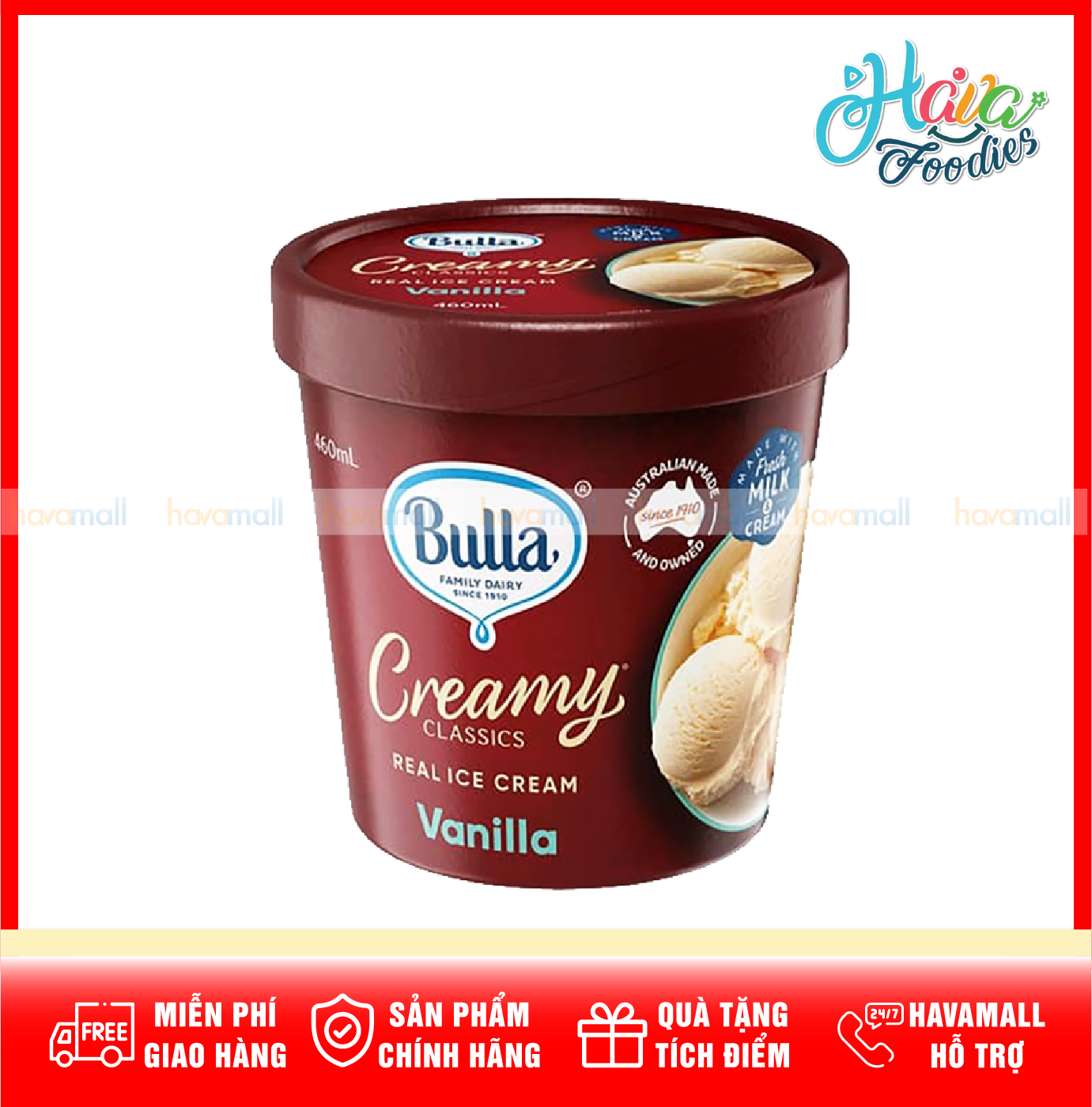 Kem Bulla Creamy Classics Hương Vani – Bulla Ice Cream Vanilla 460ml