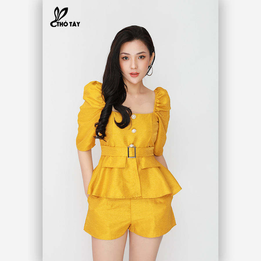 Set bộ nữ áo kiểu peplum - thỏ tây s305b49