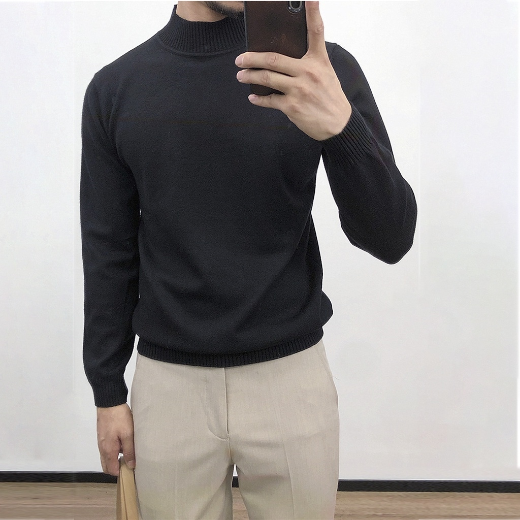 【bán nóng】 Áo len lông cừu cổ cao nam Feel Good dài tay mùa đông ấm áp thời trang phong cách Hàn Quốc