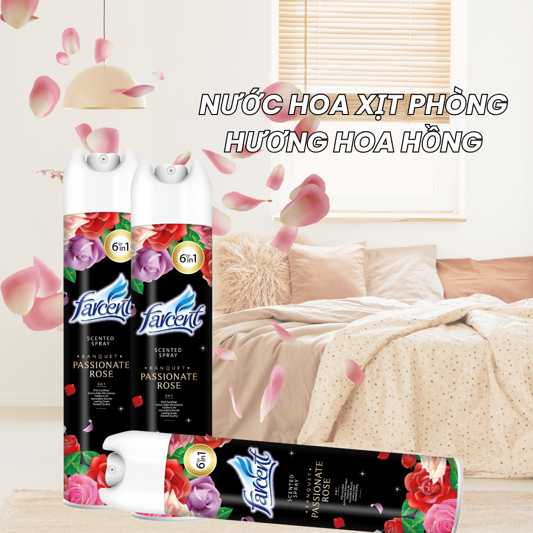 Nước hoa xịt phòng Farcent 320ml-Hương hoa hồng
