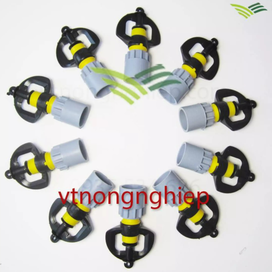 10 Béc tưới phun mưa BB-909 + 10 nối ren 17 ra ống pvc 21mm, ,có móc treo bằng nhựa trên đỉnh béc , đầu phun chống côn trùng xâm nhập , cơ chế điều tiết độc đáo đảm bảo