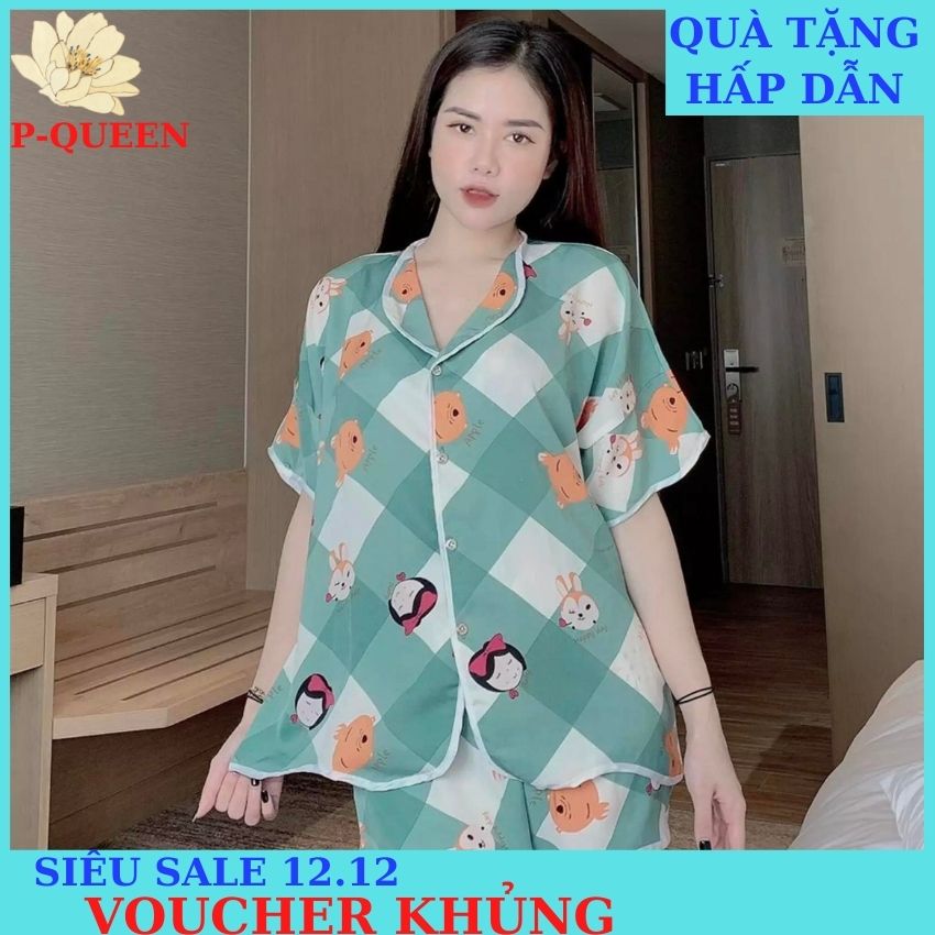 Đồ bộ nữ mặc nhà set đồ ngủ lụa Mango cao cấp, Pyjamas nữ cộc đùi, Pyjama Queen, thoáng mát, mềm mại, dễ thương TẶNG KÈM dây cột tóc hoa cúc