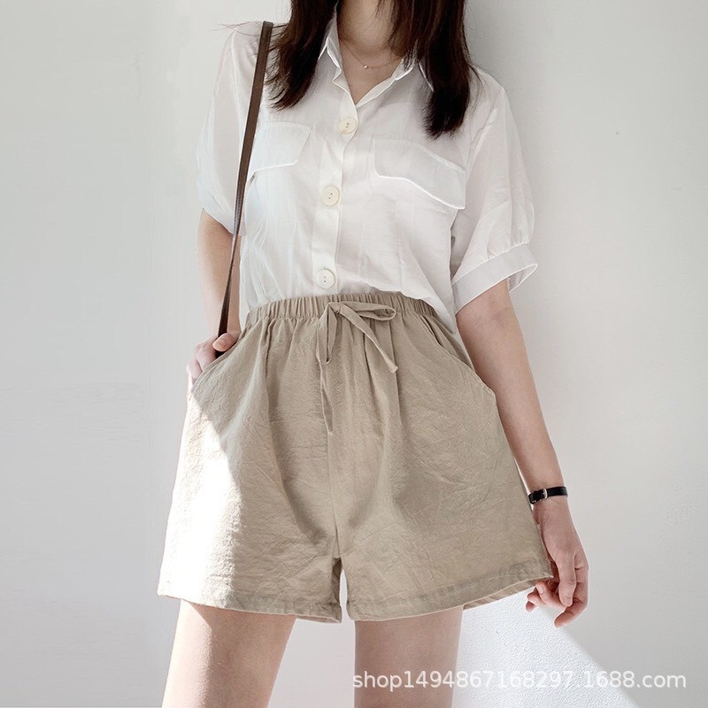 Quần short nữ chất đũi sần nhẹ mát