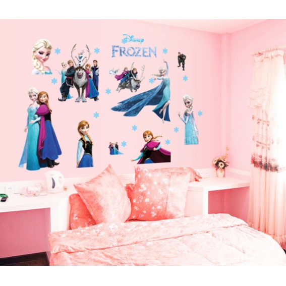 Decal Dán Tường Phòng Bé Hình Elsa Công Chúa Băng Giá Khổ 60x90cm