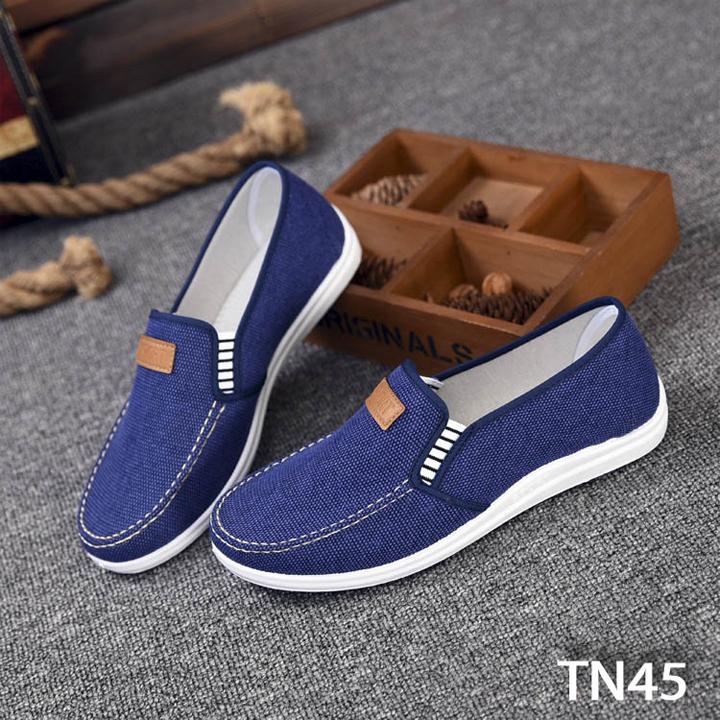 Giày Lười Nam Đế Cao Su Siêu Êm Siêu Bền Phong Cách Thời Trang Trẻ Trung Năng Động Xanh Navy - TN45 [ hot Trend Thời Trang Nam 2019]