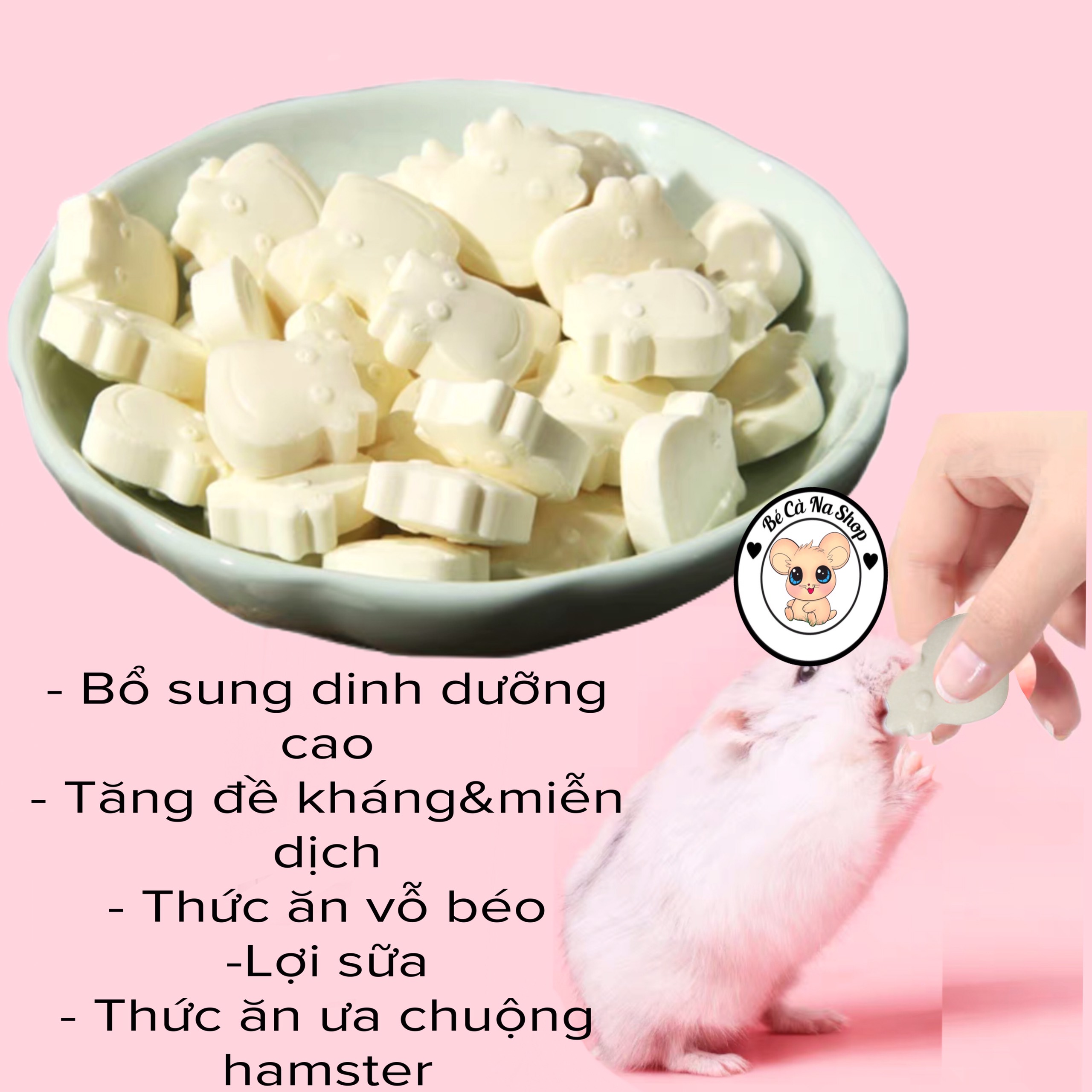 Sữa nén hình đầu bò , thức ăn sữa cho hamster ,thỏ bọ sóc... ( 9 viên lớn ) bé cà na