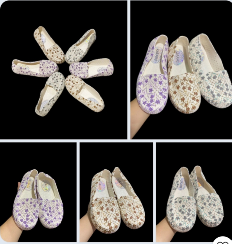 Giày búp bê nữ in hoa nhựa size 36-40 ba màu đẹp