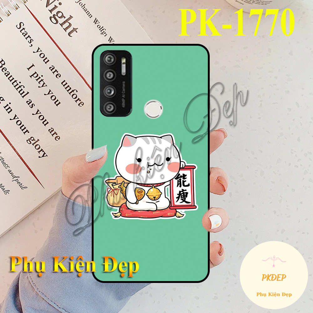 [HCM]Ốp lưng Vsmart Live 4 - Ốp dẻo đen in hình mèo may mắn