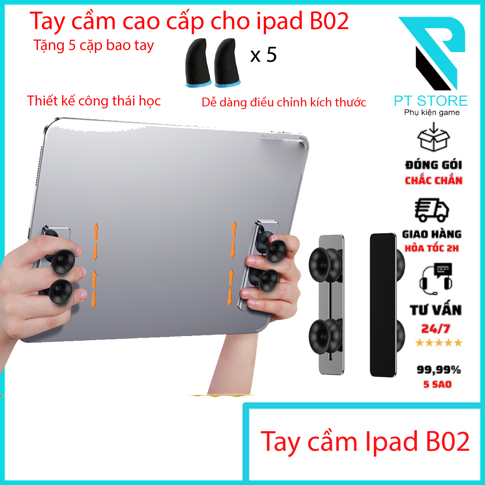 Tay cầm Gaming B02 kim loại kết hợp cao su cho iPad: Thiết kế ergonomics giúp nâng cao trải nghiệm cầm nắm và sử dụng