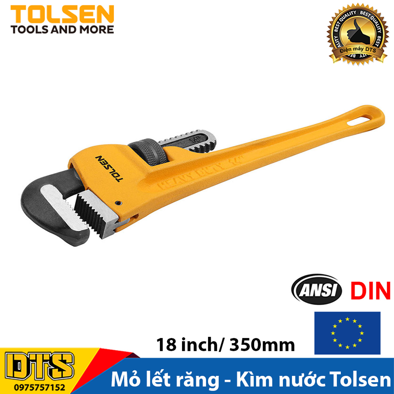Mỏ lết răng, kìm nước tolsen 18 inch/ 450mm - tiêu chuẩn xuất khẩu châu âu